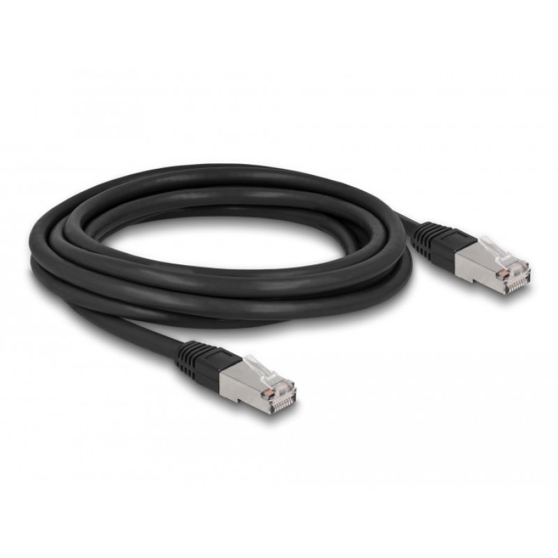 DeLOCK Câble de réseau RJ45 Cat.6A S/FTP PE, extérieur, 3 m, noir