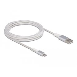 DeLOCK Câble d’alimentation et de transfert des données USB pour iPhone, iPad, iPod DuPont Kevlar blanc 3 m