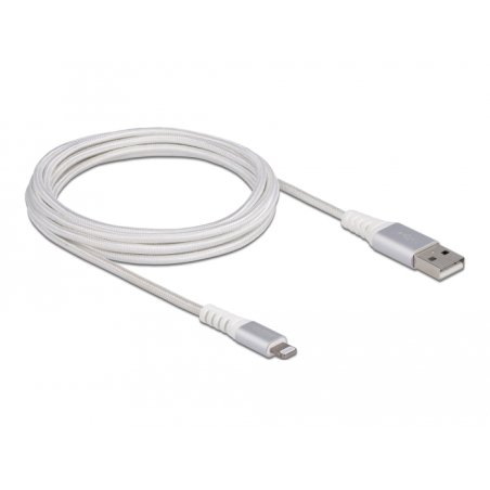 DeLOCK Câble d’alimentation et de transfert des données USB pour iPhone, iPad, iPod DuPont Kevlar blanc 3 m