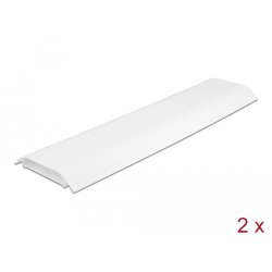 DeLOCK Conduite de câble autoadhésive avec fixation de câble 85 x 10 mm, longueur 300 mm, 2 unités, blanc