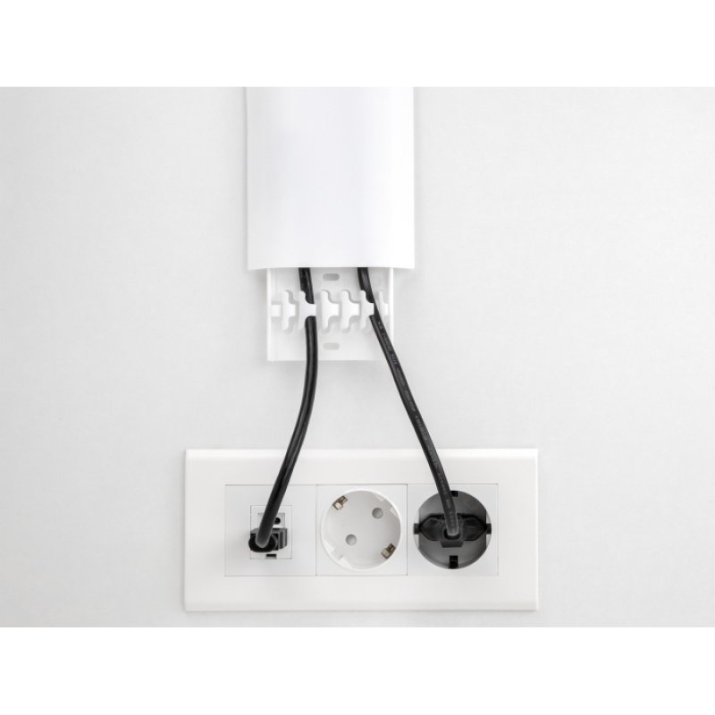 DeLOCK Conduite de câble autoadhésive avec fixation de câble 85 x 10 mm, longueur 300 mm, 2 unités, blanc