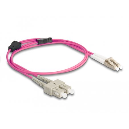 Delock LWL Kabel mit Metallarmierung LC Duplex zu SC Duplex Multimode OM4 1 m