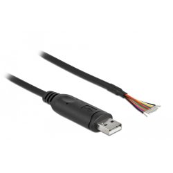 Delock Adapterkabel USB 2.0 Typ-A zu seriell RS-232 mit 9 offenen Kabelenden Schirmung 0,5 m