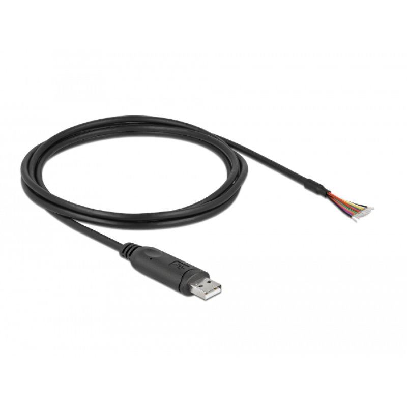 Delock Adapterkabel USB 2.0 Typ-A zu seriell RS-232 mit 9 offenen Kabelenden Schirmung 2 m