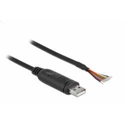 Delock Adapterkabel USB 2.0 Typ-A zu seriell RS-232 mit 9 offenen Kabelenden Schirmung 1 m