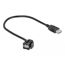 DeLOCK Module Keystone USB 2.0 A femelle 110° USB 2.0 A femelle avec câble noir