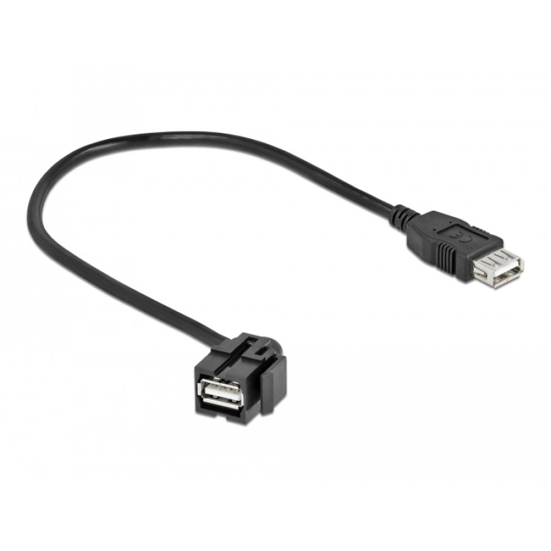 Delock Keystone Modul USB 2.0 A Buchse 110° USB 2.0 A Buchse mit Kabel schwarz