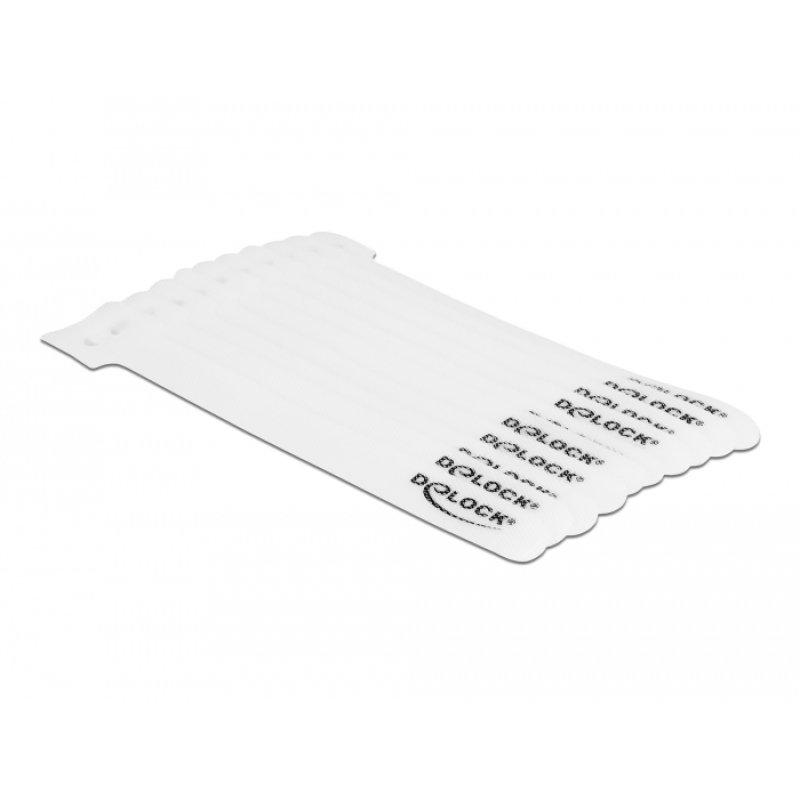 DeLOCK Serre-câbles à scratch L 150 x l 12 mm, blanc, 10 pièces