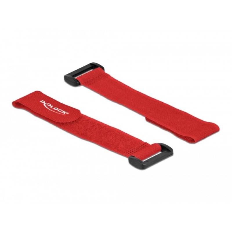 Delock Klett-Kabelbinder mit Schlaufe L 190 x B 25 mm rot 5 Stück