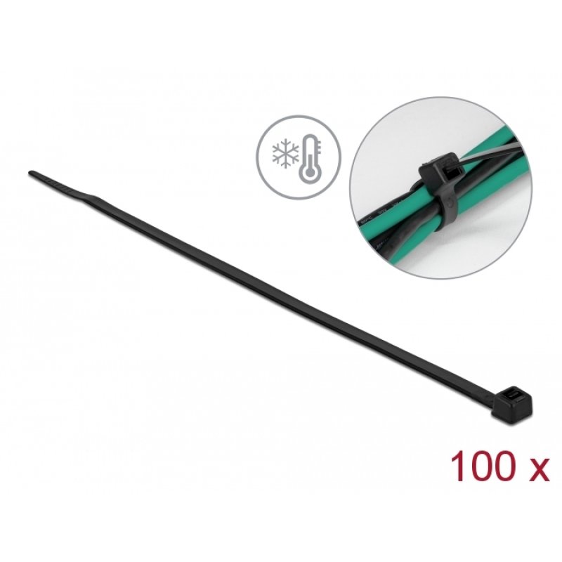 DeLOCK Cable tie cold resistant L 200 x W 4.8 mm black 100 pieces