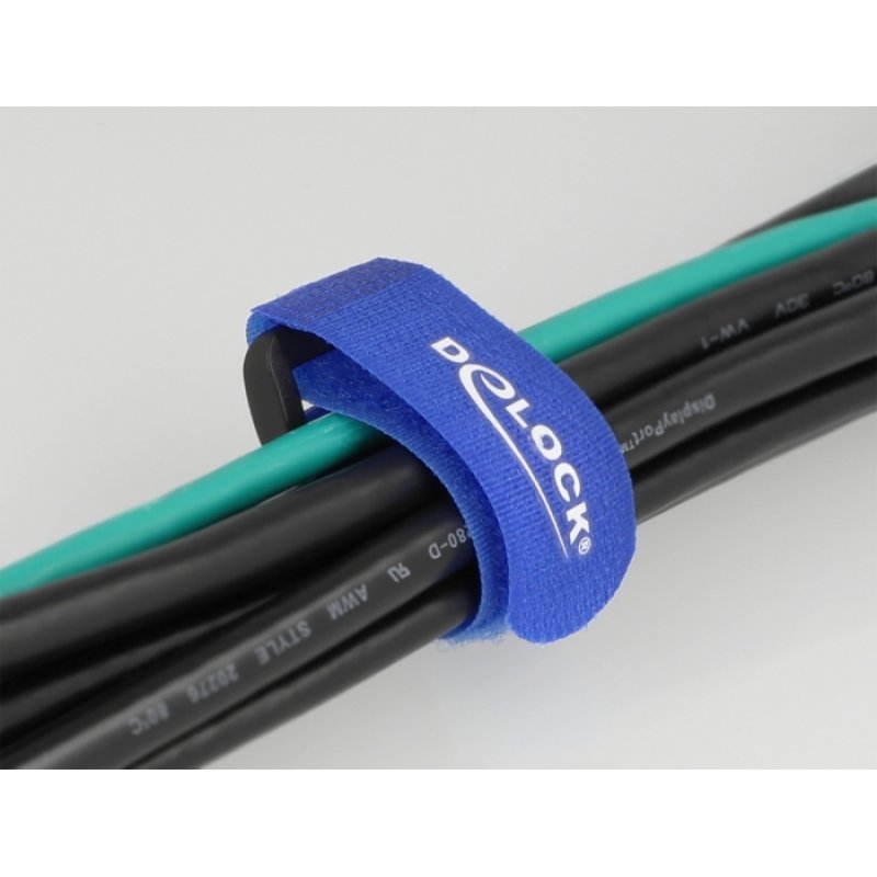 DeLOCK Hook-and-loop cable tie with loop L 190 x W 25 mm blue 5 pieces