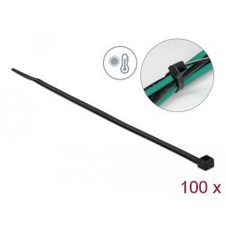 Delock Kabelbinder hitzebeständig L 200 x B 4,8 mm schwarz 100 Stück