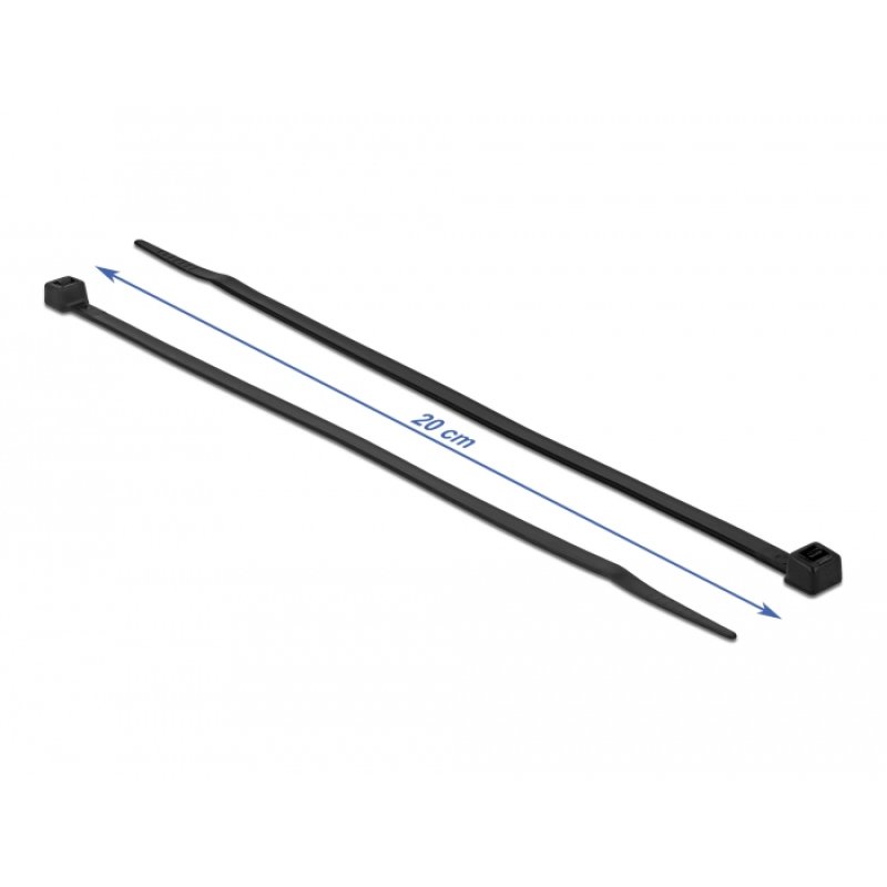 Delock Kabelbinder hitzebeständig L 200 x B 4,8 mm schwarz 100 Stück