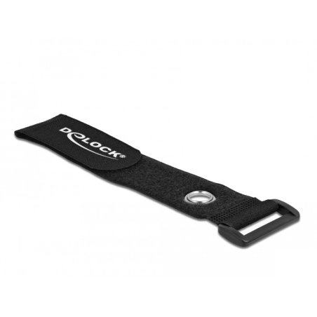 Delock Klett-Kabelbinder mit Schlaufe und Befestigungsöse L 190 x B 25 mm schwarz 5 Stück