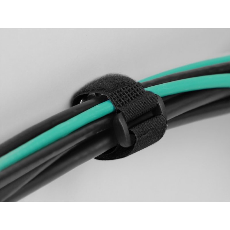 DeLOCK Hook-and-loop cable tie with Loop and Fastening Eyelet L 190 x W 25 mm black 5 pieces