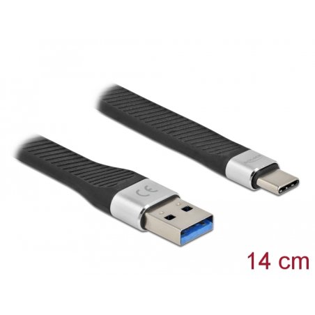 DeLOCK USB 3.2 Gen 1 FPC Flat Ribbon Cable USB Type-A to USB Type-C 14 cm PD 3 A