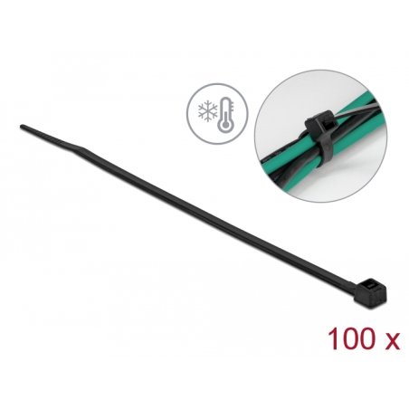 DeLOCK Serre-câble résistant au froid L 200 x l 3,6 mm, noir, 100 unités