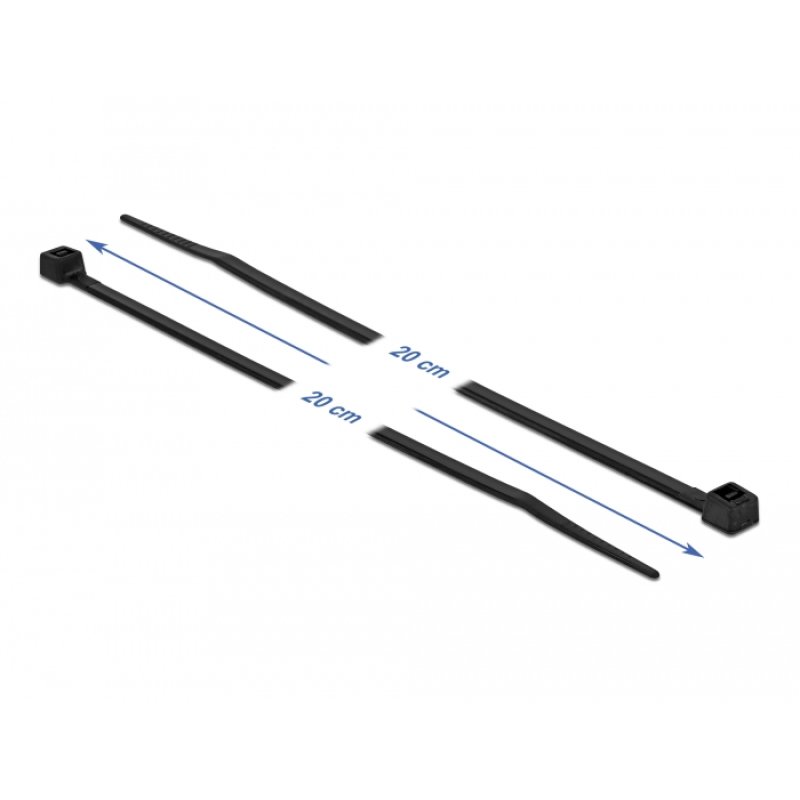 DeLOCK Serre-câble résistant au froid L 200 x l 3,6 mm, noir, 100 unités