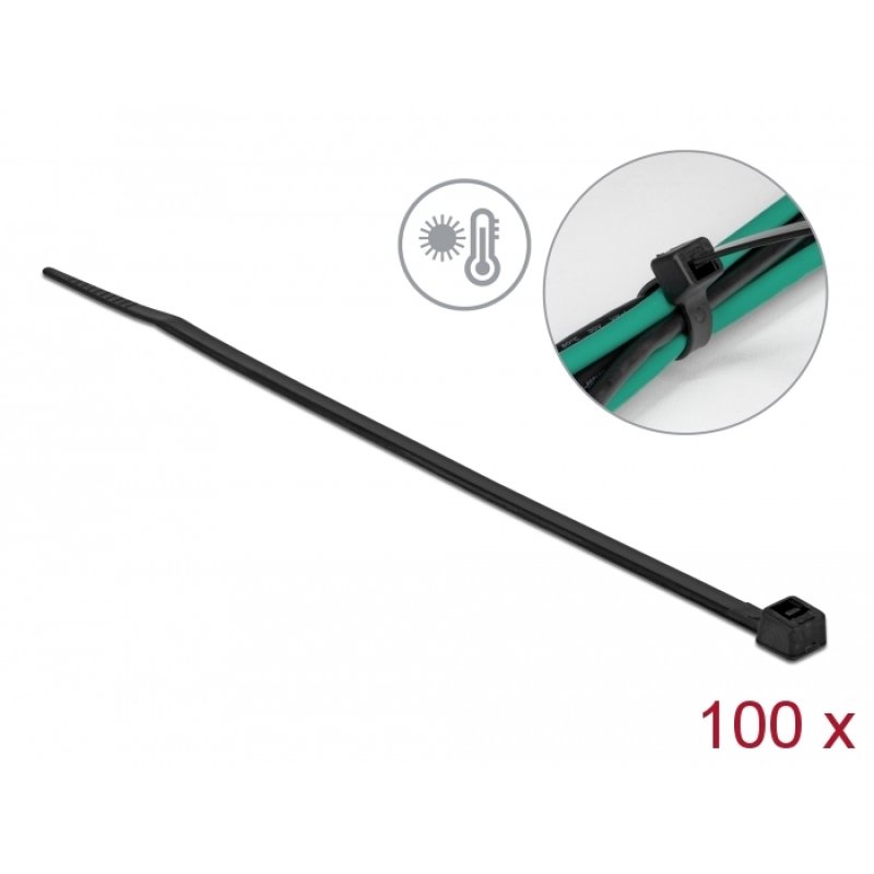 DeLOCK Câble résistant à la chaleur L 200 x l 3,6 mm, noir, 100 unités