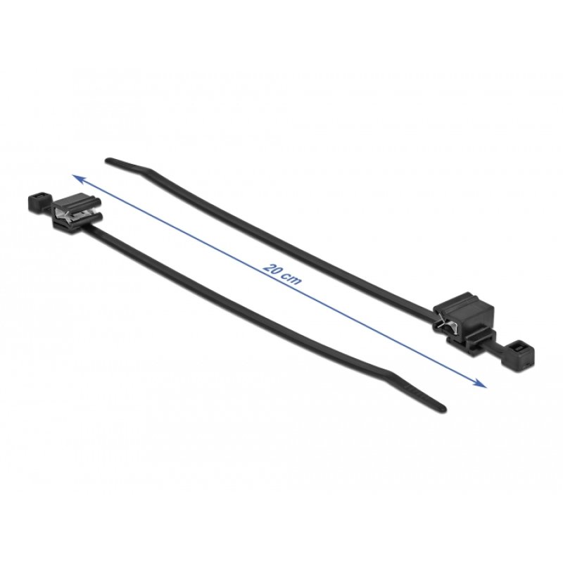 Delock Kabelbinder mit Befestigungsclip L 200 x B 4,8 mm schwarz 50 Stück