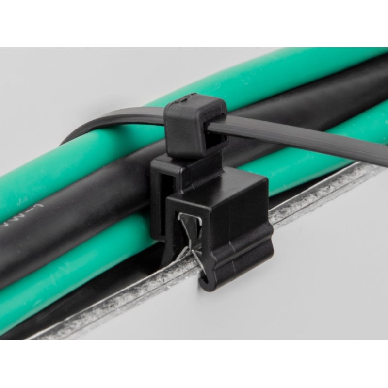DeLOCK Cable tie with edge clip L 200 x W 4.8 mm black 50 pieces