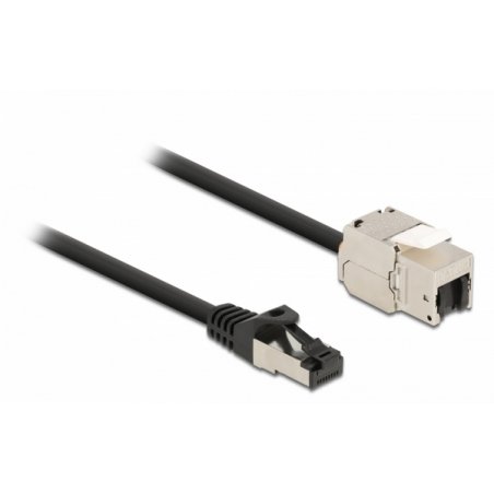 Delock Kabel RJ45 Stecker zu Keystone Modul RJ45 Buchse Cat.6A 1 m schwarz
