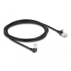 DeLOCK RJ45 câble de réseau Cat.6A S/FTP, fin, coudé 90° bas / droit, 2 m, noir