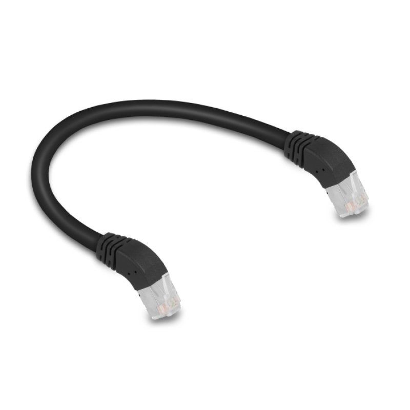DeLOCK RJ45 câble de réseau Cat.6A S/FTP, coudé 45° bas, 0,25 m, noir
