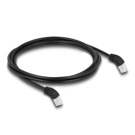 DeLOCK RJ45 câble de réseau Cat.6A S/FTP, coudé 45° haut, 2 m, noir