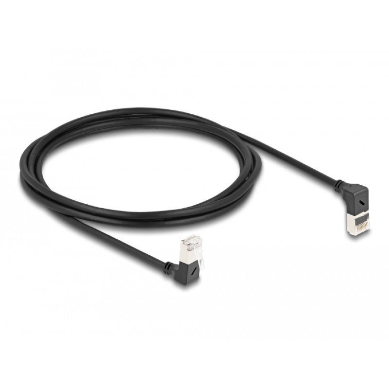 DeLOCK RJ45 Network Cable Cat.6A S/FTP Slim 90° upwards / downwards angled 2 m black