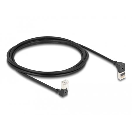 DeLOCK RJ45 câble de réseau Cat.6A S/FTP, fin, coudé 90° haut / bas, 2 m, noir