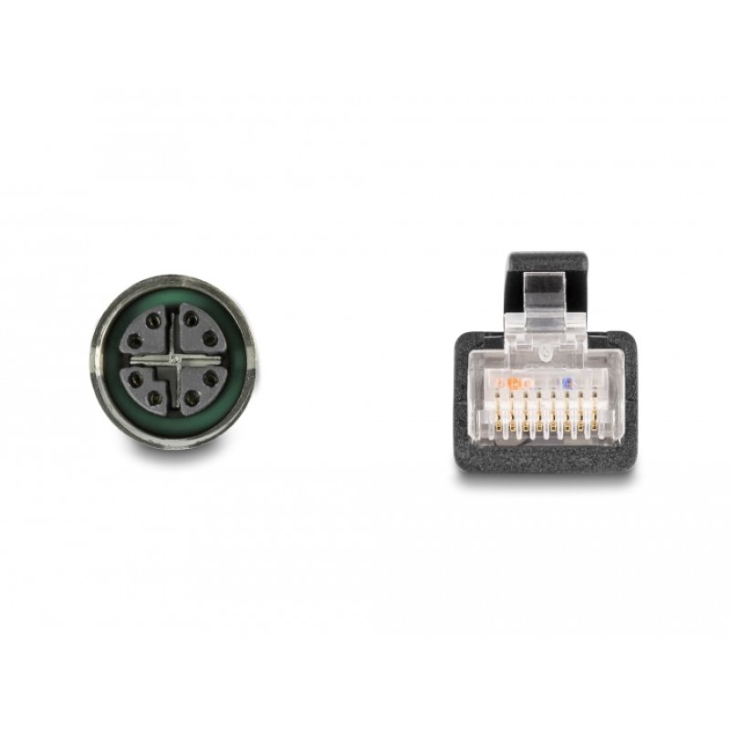 Delock M12 Adapterkabel X-kodiert 8 Pin Buchse zu RJ45 Stecker 50 cm