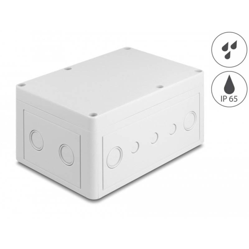 Delock Installationsgehäuse mit Kabeleinführungen 180 x 125 x 90 mm grau