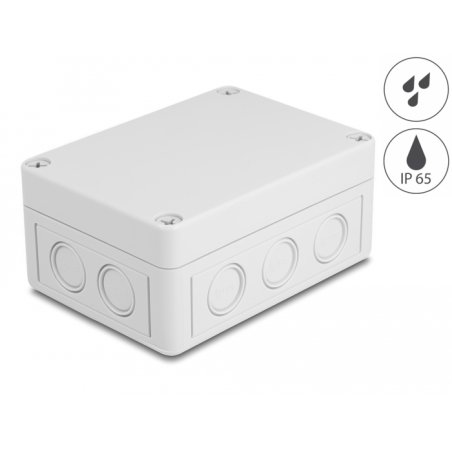 Delock Installationsgehäuse mit Kabeleinführungen 130 x 93 x 57 mm grau