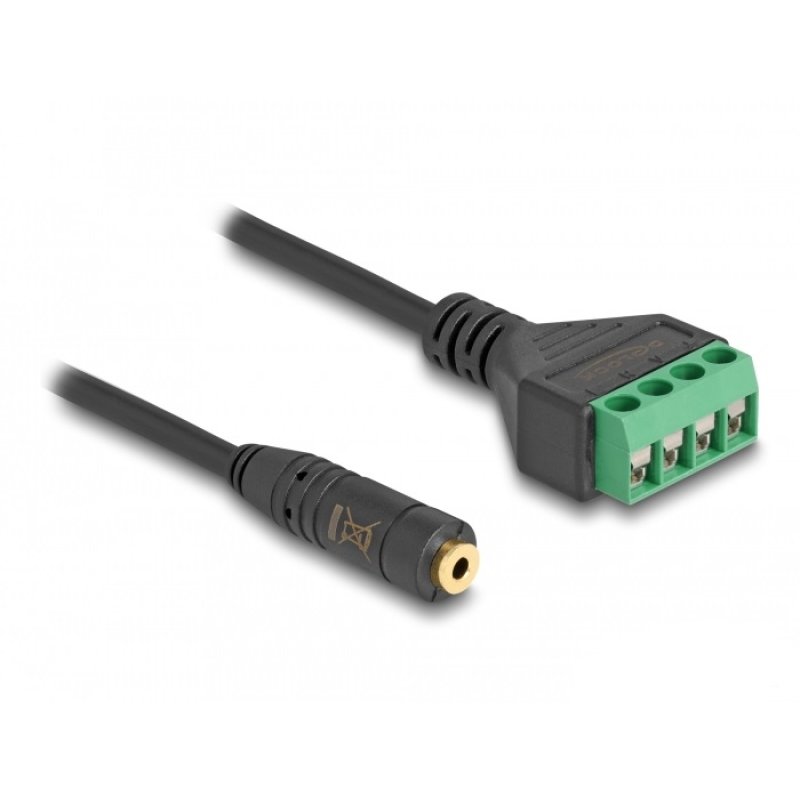 Delock Kabel Klinkenstecker 3,5 mm 4 Pin zu Terminalblock Adapter 20 cm