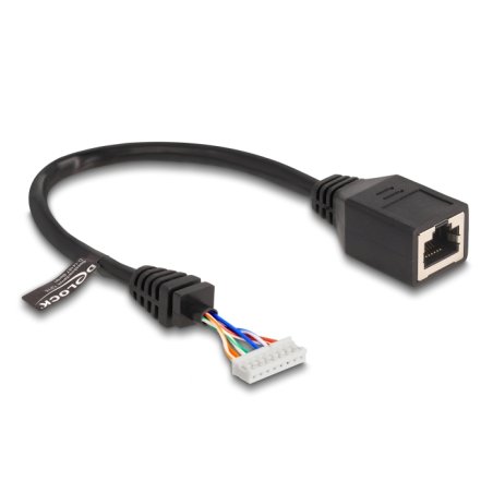 DeLOCK Cable RJ45 jack to pin header female 2.00 mm 8 pin Cat.5e 23 cm black