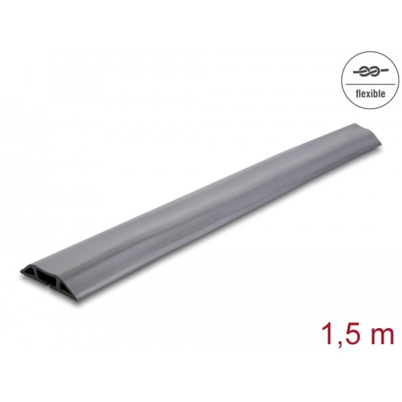DeLOCK Conduite de câble en PVC flexible 70 x 13 mm - longueur 1,50 m, grise