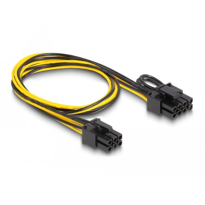 DeLOCK Câble d’alimentation PCI Express 6 broches mâles à PCI Express 6 2 broches mâles, 50 cm