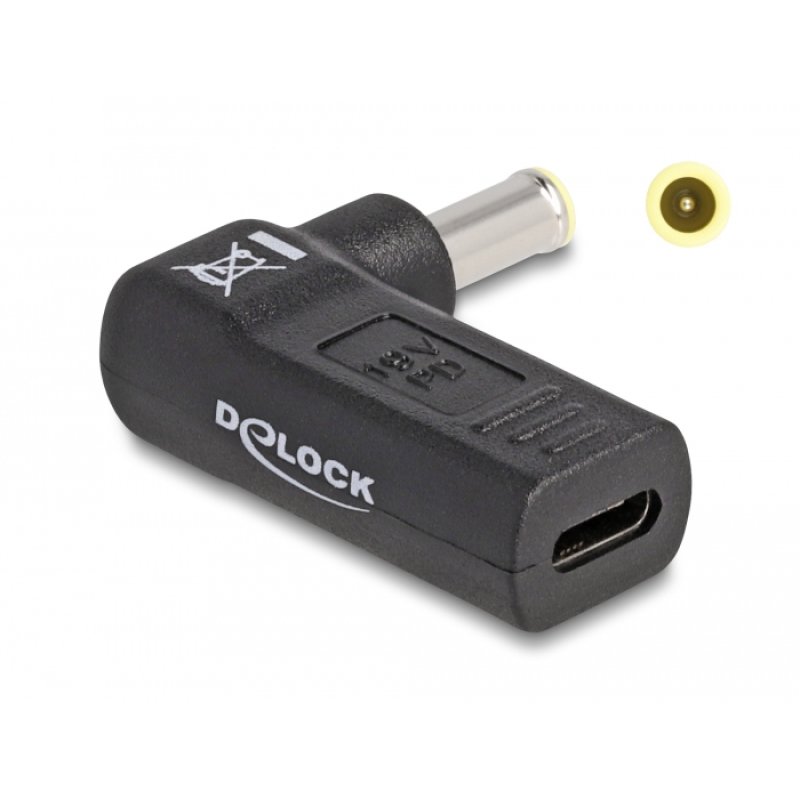 DeLOCK Adapter for Laptop Charging Cable USB Type-C female to Samsung 5.5 x 3.0 mm male 90° angled
