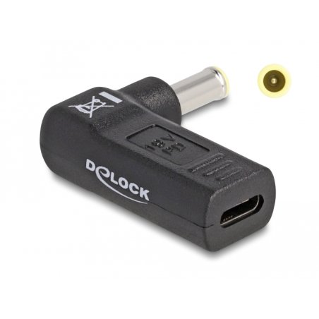 Delock Adapter für Notebook Ladekabel USB Type-C™ Buchse zu Samsung 5,5 x 3,0 mm Stecker 90° gewinkelt
