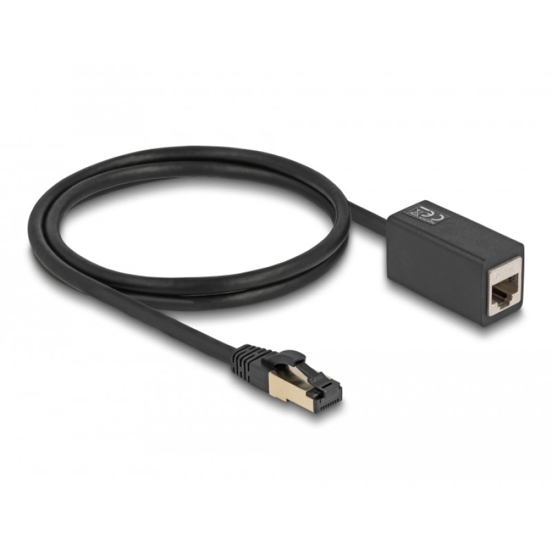 DeLOCK Câble d’extension de réseau RJ45 mâle à RJ45 femelle Cat.8.1 S/FTP, 1 m, noir