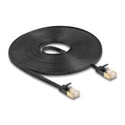 Delock RJ45 Netzwerkkabel Cat.6A Stecker zu Stecker mit robuster Rastnase und Cat.7 Rohflachbandkabel U/FTP 7,5 m