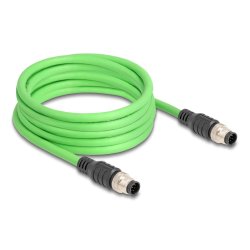 DeLOCK Câble M12 codée A à 8 broches mâle à mâle, PUR (TPU), 2 m