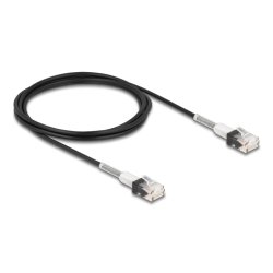 Delock RJ45 Netzwerkkabel mit doppeltem Knickschutz Cat.6A UTP Slim 2 m schwarz