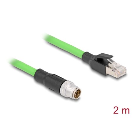 Delock M12 Kabel X-kodiert 8 Pin Stecker zu RJ45 Stecker PUR (TPU) 2 m
