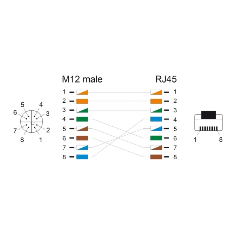 DeLOCK M12 Cable X-coded 8 pin male to RJ45 male PUR (TPU) 2 m