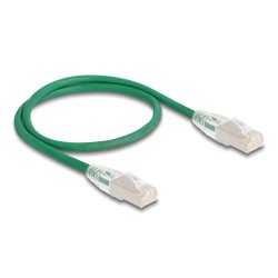 DeLOCK Câble de réseau RJ45 Cat.6A mâle à mâle avec loquet incurvé U/FTP Slim, 0,5 m, vert