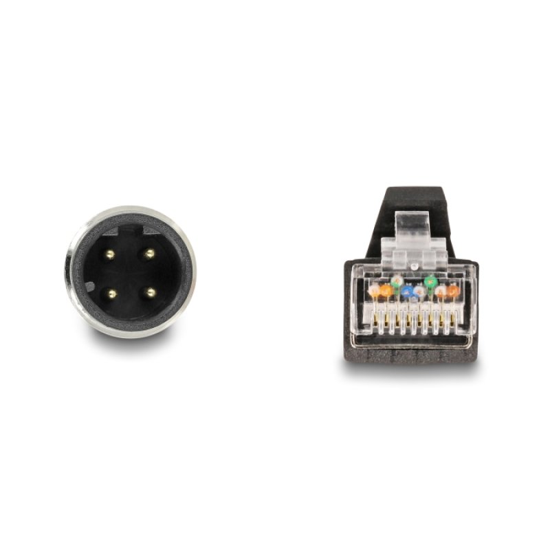 DeLOCK Câble M12 codée D à 4 broches mâle à RJ45 mâle, PUR (TPU), 5 m