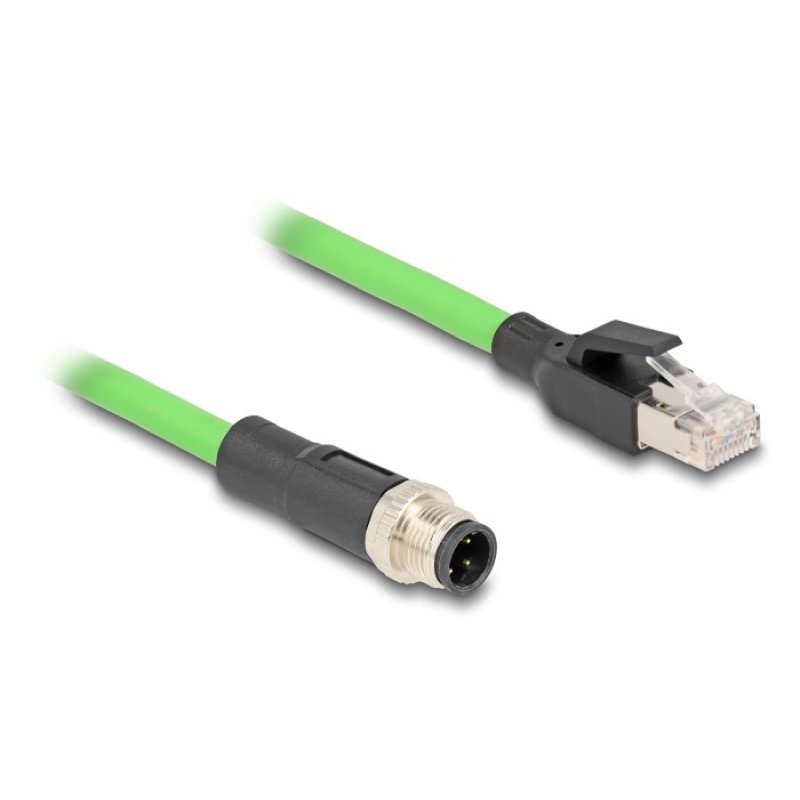Delock M12 Kabel D-kodiert 4 Pin Stecker zu RJ45 Stecker PUR (TPU) 5 m