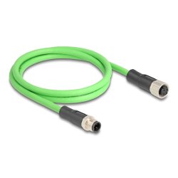 Delock M12 Kabel D-kodiert 4 Pin Stecker zu Buchse PUR (TPU) 1 m
